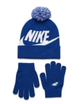 Nike Pom Beanie And Gloves Set Blue Nike