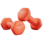 SONGMICS Dumbbells Set of 2 2 x 1kg Dumbbells Hexagon Neoprene Coating Strength Training Workout Fitness Training Home Papaya Orange SYL902O01