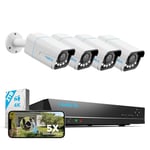 Reolink 4K Kit Caméra de Surveillance PoE, Zoom Optique 5X, Vision Nocturne Couleur, NVR 8CH avec Disque Dur 2To, Détection Personne/Véhicule/Animal, Audio Bidirectionnel, IP67 Résistant, RLK8-811B4