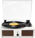 Vinyl Record Player Wireless Turntable with Built-In Speakers and USB Belt-Drive