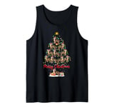 Abyssinian Cat Xmas Lighting Santa Cat Christmas Tree Tank Top