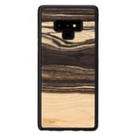 Man & Wood suojakuori Samsung Galaxy Note 9:lle, valkoinen eebenpuu, musta