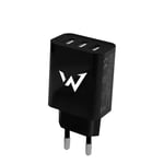 Wonder Full Power - Chargeur Secteur pour Smartphone et Tablette - 15W - 3 Ports USB-A - Noir - Prise EU