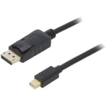 Cable mini DisplayPort 1.2 male 1.8m noir