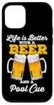 Coque pour iPhone 12/12 Pro Life Is Better With A Beer And A Pool Queue de billard