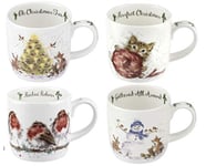 Portmeirion Wrendale Designs Christmas 2020 Collection 0.3L Mug Set of 4