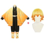 Adult Kids Anime Demon Slayer Kimetsu No Yaiba Agatsuma Zenitsu Cosplay Costumes Halloween Costume Kimono Anime Figure Suit Wig -a Costume wig 140