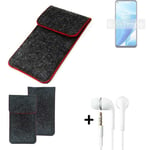 Cover for OnePlus Nord N200 5G dark gray red edges Sleeve + earphones