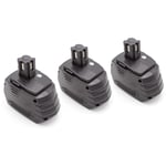 3x batterie NiMH 1500mAh (18V) pour outils électriques Powertools Tools Hilti SFH181-A, SFH181A, SFL-18, SFL18 - Vhbw