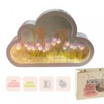 Cloud Mirror Tulip Lamp, Hand Craft Diy Tulips Mirror Night Light,100% Ny Purple