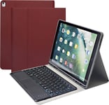 Étui De Protection Pour Ipad Pro 12.9 2015/2017 (1ère Et 2ème Génération) Avec Clavier Anglais Qwerty Rétroéclairé Et Pavé Tactile 7 Couleurs En Cuir Pu Avec Porte-Stylo Rouge