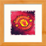 L Lumartos Manchester United FC FCBadge Contemporary Home Decor Wall Art Watercolour Print, Pine, 10 x 10 Inches