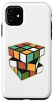 Coque pour iPhone 11 Puzzle rétro en forme de cube - Couleurs vives et géométriques