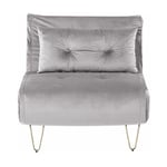 Petit Canapé Banquette Convertible 1 Place Lit d'Appoint en Velours Gris avec Pieds en Métal Doré Design Glamour Moderne Beliani