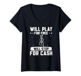 Womens Violin Music Violin Player Will Play For Free Violinist V-Neck T-Shirt