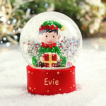 Personalised Name Elf Ornament Glitter Snow Globe Tree Decoration Christmas Xmas