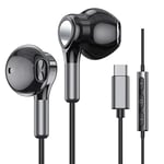 USB C Headphones for Samsung Galaxy S24 S23 Ultra S22 S21 FE S20 A54 A53 USB C Earphones with Mic Volume Control Wired Earbuds USB Type C Headphones for iPhone 16 15 Pro Max Plus iPad Pro Pixel 8 7 6a