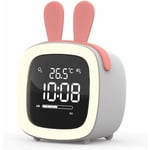 Lapin Gris Mignon Dessin animé Enfants étudiants avec Petit réveil Intelligent Horloge personnalisée Recharge Horloge électronique muet Horloge de