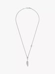 BARTLETT LONDON Men's Feather Pendant Necklace, Silver