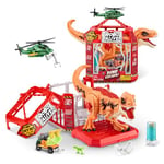 ROBO ALIVE Dino Escape, Series 1, Dinosaur and Helicopter Playset, Battery-Powered Robotic Light Up Toy, (T-Rex)