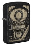 Zippo - Harley Davidson, Image Photo, 1941 Replica Black Crackle - Briquet tempête, Rechargeable, dans Un boîte Cadeau 49468 Taille Unique