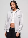 Superdry College Logo Boyfriend Zip Hoodie, Cadet Grey Marl