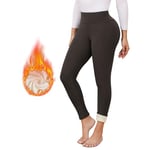 Vorvowry Legging Polaire Femme Hiver Chaud Thermique Pantalon Taille Haute Élastiques Doublé Polaire Leggings Femme pour Exercice de la Vie Quotidienne L Gris Foncé