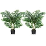 Fopamtri Plante Artificielle Palmier Artificiel de 60CM en Pot Fausse Plante Verte Décoration pour Intérieur Extérieur Maison Chambre Salon Balcon Cour Jardin, 2 Pack