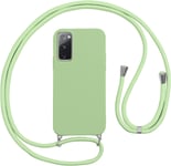 Coque Pour Samsung Galaxy S20 Fe 5g Avec Cordon, Etui Silicone Souple Antichoc Housse Avec Collier Chaîne Lanière, Téléphone Étui Case Cover De Protection Pour Samsung S20 Fe, Bandoulière-Vert