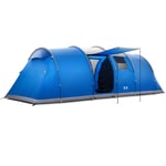 Large Tunnel Tent 6 Man 2 Bedroom Family Camping Waterproof Sewn In Groundsheet