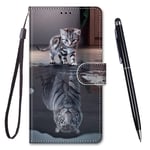 TOUCASA for Huawei Mate 20 Lite Case, Creative Painted Wallet Case PU Leather Flip Magnetic Colourful Kickstand Card Slots Folio Protection Case for Huawei Mate 20 Lite (Cat Tiger)