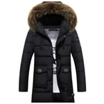 Herr lång vinterrock tung dunjacka parkas varm pufferjacka Black 2XL