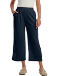 Les umes Pantalon Lin Femme Pantalons Grande Taille Été Casual Elastique Ceinture avec Poches Printemps et Eté Pantalon Fluide Bleu 5XL