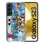 Cokitec Coque Renforcée en Verre Trempé pour Samsung Galaxy S23 Manga One Piece Sunny