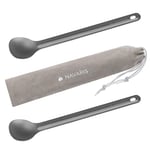 2-Pcs Long Handle Titanium Spoon 12.5cm Long Metal Cutlery Backpacking Camping