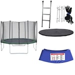 CZON Sports-Trampoline Exterieur Enfant | Filet De Securite|Trampoline De Jardin - 430 cm + Pack 3 Accessoires Jeunesse Unisexe, Metal Grey/Black + Coussin Trampoline Jeunesse Unisexe, Blue, 430 cm