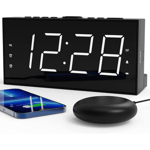 Extra Loud Vibrating Clock & Bed Shaker for Heavy Sleepers | Hearing Deaf Elder