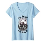 Womens Opossum All Panic No Disco Funny Screaming Street Trash Cat V-Neck T-Shirt