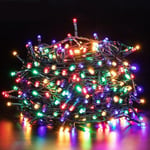 Missdong - 300 LEDs Guirlande Lumineuse à Pile Multicolore Intérieure Extérieure, Minuterie, 8 Modes, 33M Guirlande Décorative Noël à Batterie pour