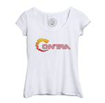 T-Shirt Femme Col Echancré Contra Jeux Vidéo Retro Gaming Vintage Arcade 80's