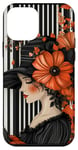 Coque pour iPhone 12 mini Noir Art Déco Rayé Vintage Automne Fleur Automne Motif Automne