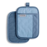 KitchenAid Beacon Two-Tone Non-Slip Pot Holder Set, Blue Velvet/Blue Heaven, 7"x10", 2 Piece