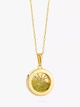 Rachel Jackson London Personalised Small Deco Sun Birthstone Amulet Necklace, Gold