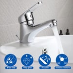 Robinet avec Tirette et Bonde Auralum Robinet Salle Bain en Laiton, Mitigeur Lavabo, Hauteur du Bec 105mm, Robinet Lavabo Salle de Bain Simple,