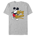 Disney Mickey & Friends-Ring Mickey Organic Short Sleeve T-Shirt, Melange Grey, S