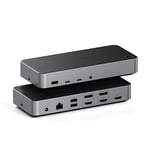 Satechi Station d'accueil Triple 4K, Station d'accueil USB-C 13-en-1, avec 100W De Puissance, 2 Displayport, 3 HDMI, 4 USB-C, USB-A, Ethernet Gigabit, Et Prise Jack - pour Macbook Et Windows