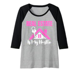 Womens Real Estate Agent For Women Realtor Broker Mom Funny Hustle Raglan Baseball Tee