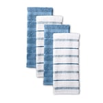 KitchenAid Albany Kitchen Towel Set 4-Pack 16"x26", Blue Velvet/White