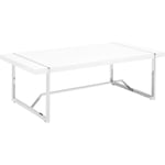 Table Basse Rectangulaire 120 x 60 en mdf Blanc Laqué et Métal Chromé pour Salon de Style Moderne ou Contemporain Beliani