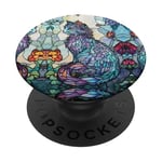 Selkirk Rex Cat Curly Hair Stained Art Effect Stain Floral PopSockets PopGrip Adhésif